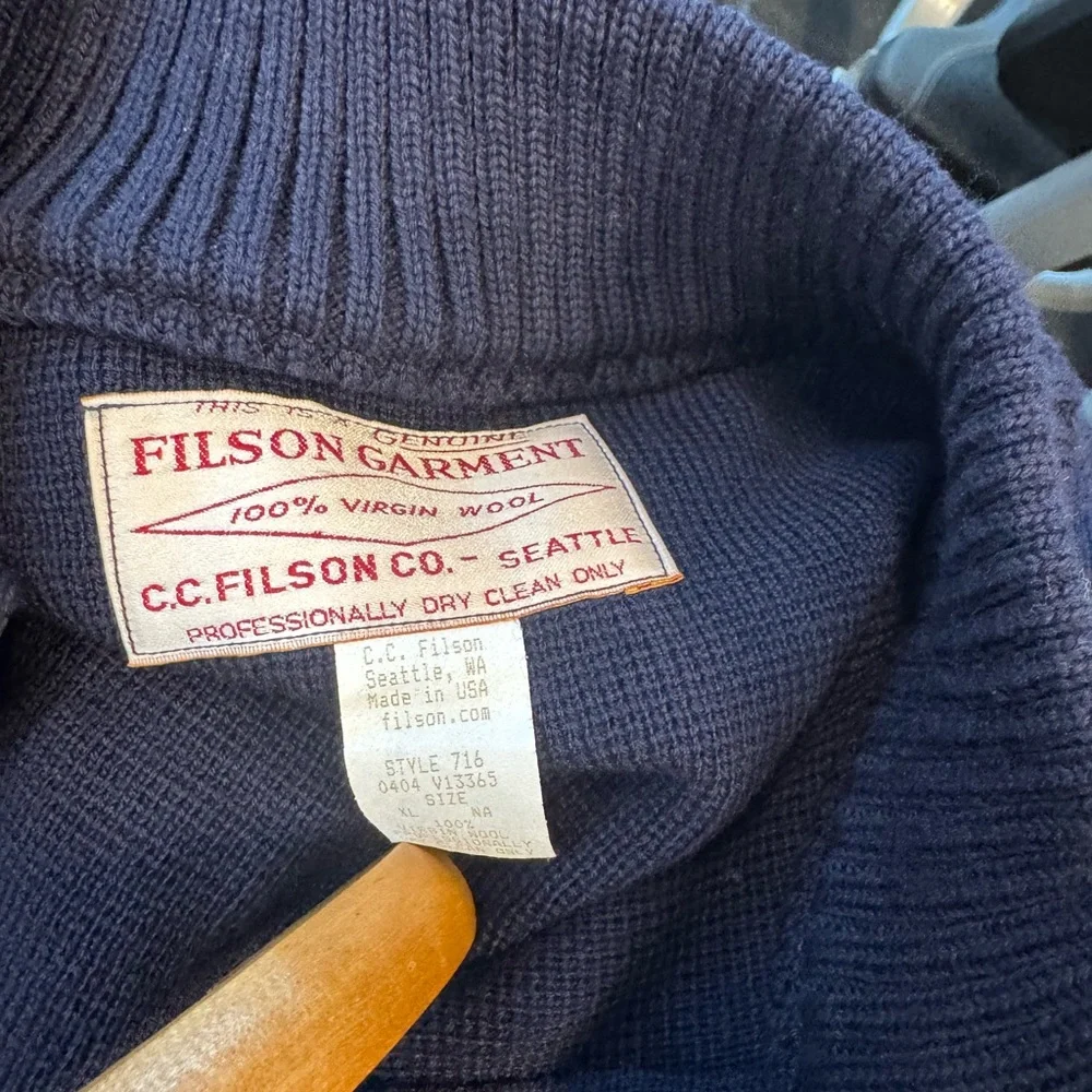 100% original Filson Virgin wool heavy duty quarter zip sweater - Picture 7 of 8